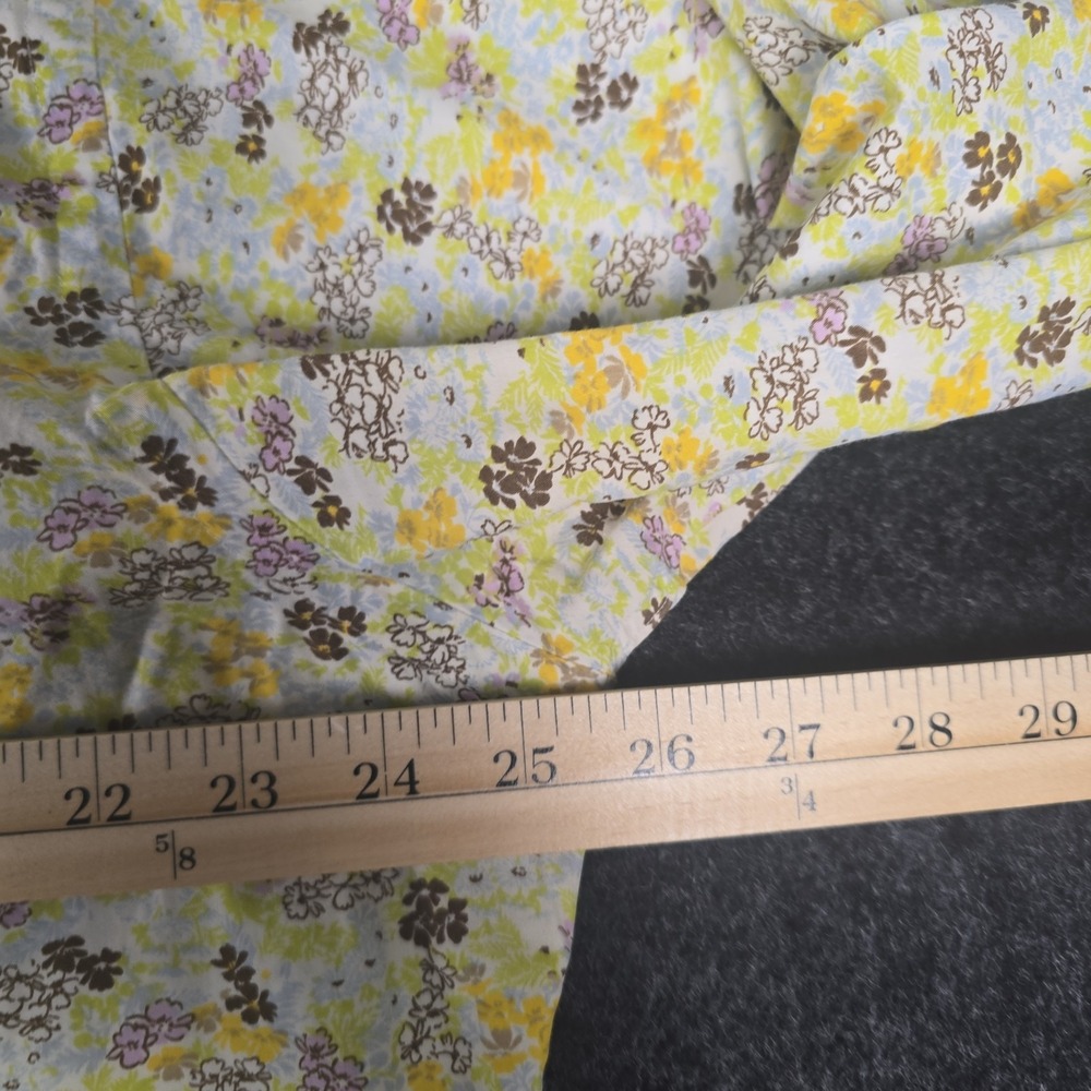 Thomas Dean Mens XL Shirt Yellow Floral Long Sleeve Flip Cuff Shirtmakers Cloth - Picture 6 of 8